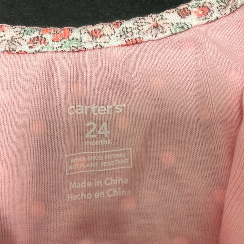 Carters Baby Full Zip Footed Body Suit Pink Polka Dot Fox NWT 24 months